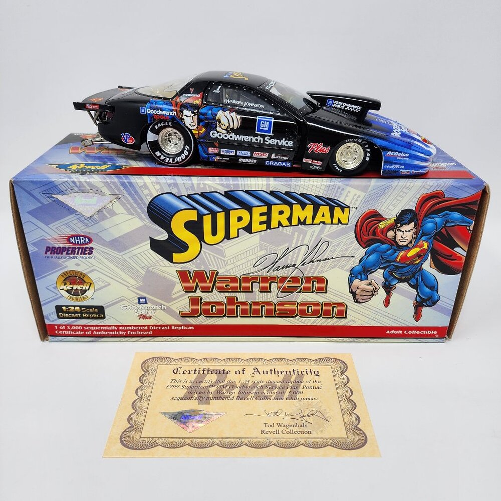 Vtg 1999 Revell Warren Johnson Superman Pontiac Prostock 1:24 NHRA Diecast Car